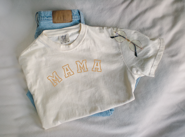 Mama Varsity Neutral Tee-CarpenterFarmhouse