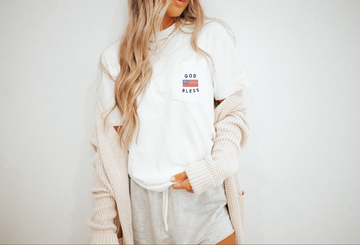God Bless America Real Pocket Unisex Tee-CarpenterFarmhouse