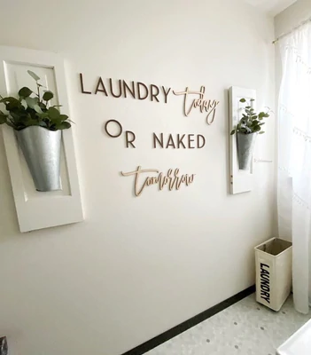 Laundry Today or Naked Tomorrow Wood Sign-CarpenterFarmhouse