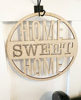 Home sweet home round wooden sign-CarpenterFarmhouse