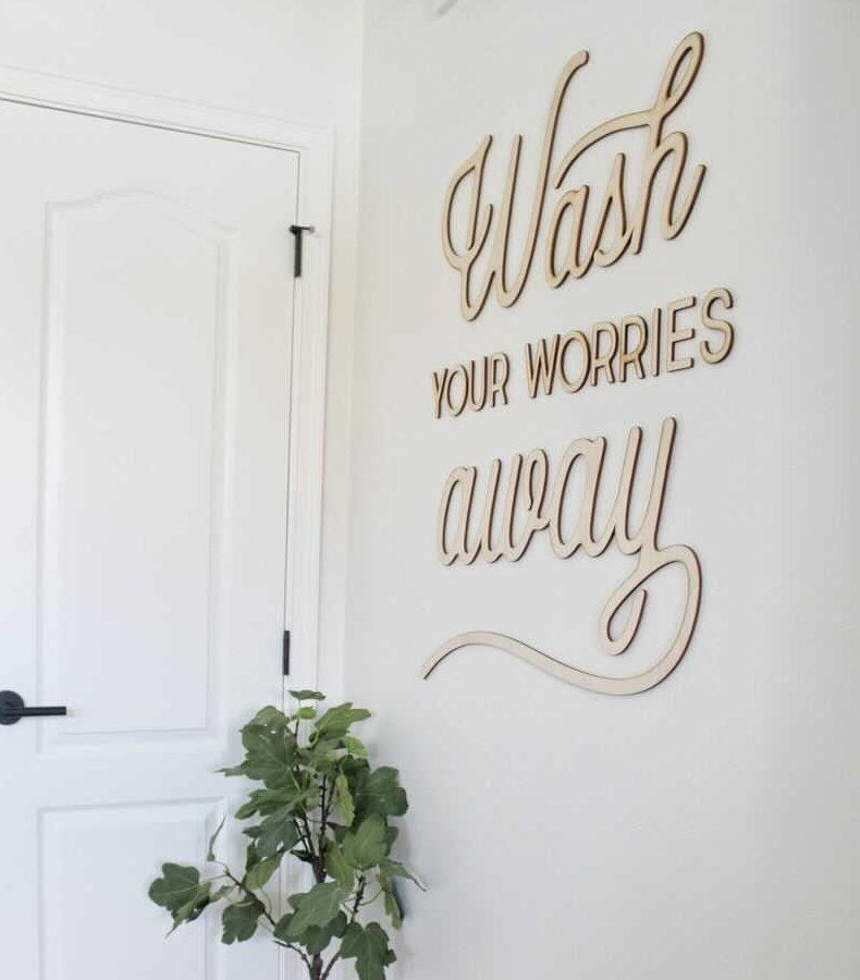 Wash Your Worries Away Wooden Sign – Carpenter Farmhouse