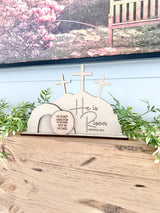 He Is Risen Wood Stand-CarpenterFarmhouse