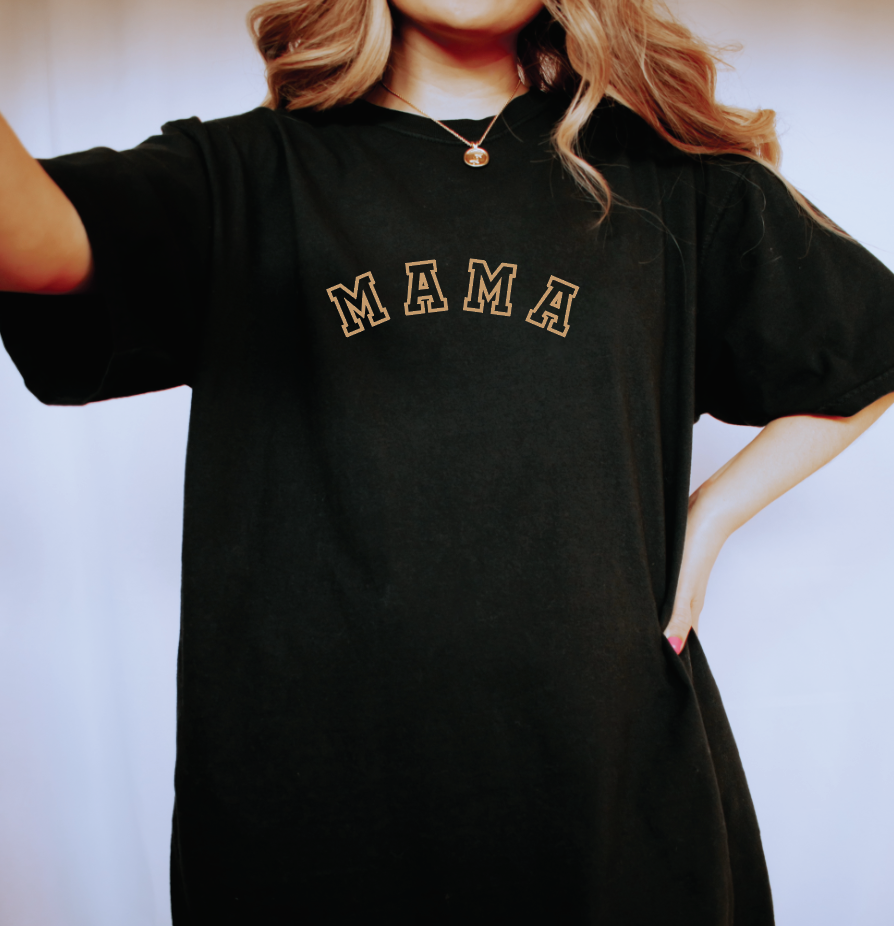 Mama Varsity Neutral Tee-CarpenterFarmhouse