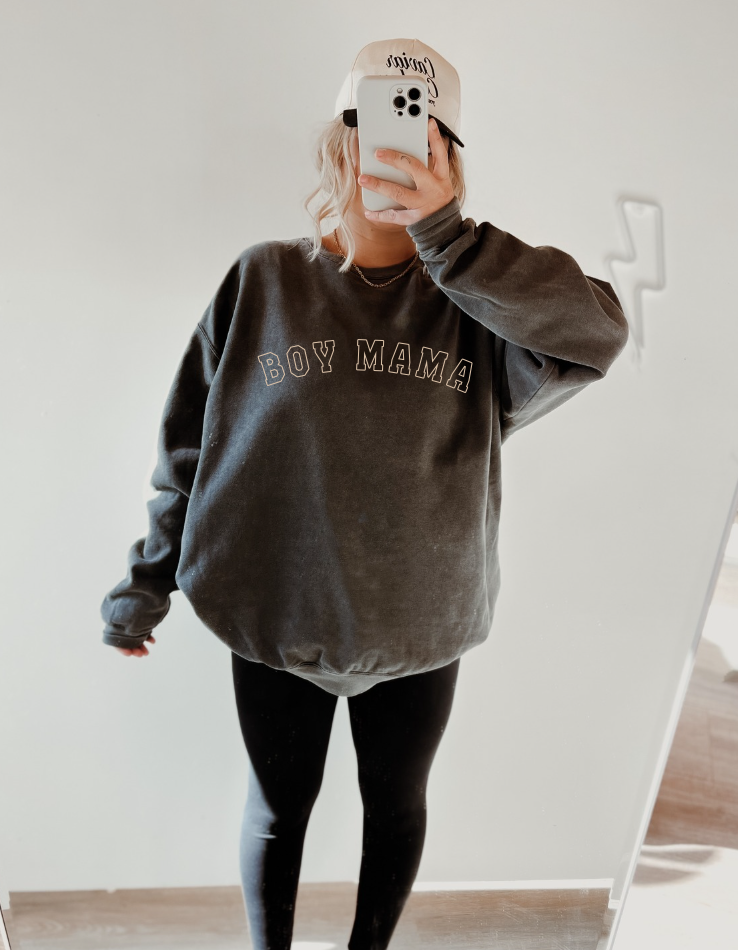 Boy Mama Varsity Sweatshirt-CarpenterFarmhouse