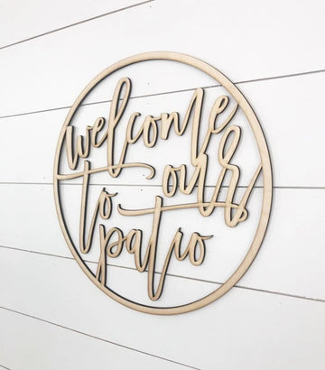 Personalized Welcome to our Patio/Porch/Deck Wood Sign-CarpenterFarmhouse