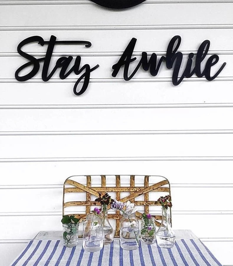 Stay Awhile Wooden Sign-CarpenterFarmhouse