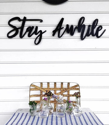 Stay Awhile Wooden Sign-CarpenterFarmhouse