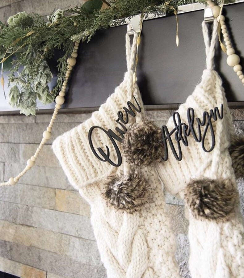 Personalized Holiday Stocking Wood Name Tag