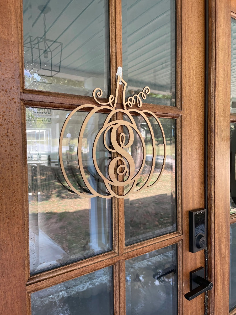 Monogram pumpkin door hanger