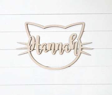 Cat Face Custom Name Sign-CarpenterFarmhouse