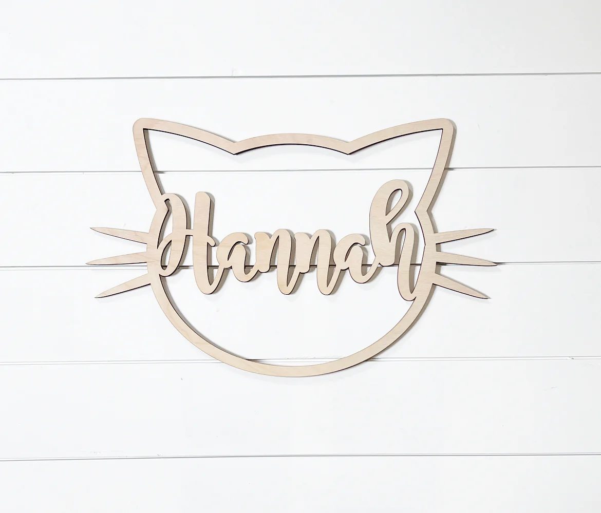 Cat Face Custom Name Sign-CarpenterFarmhouse