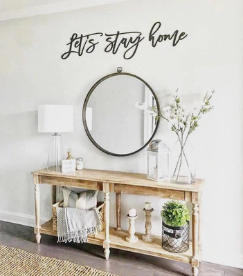 Let's Stay Home Wood Sign - Madina Clean Font-CarpenterFarmhouse