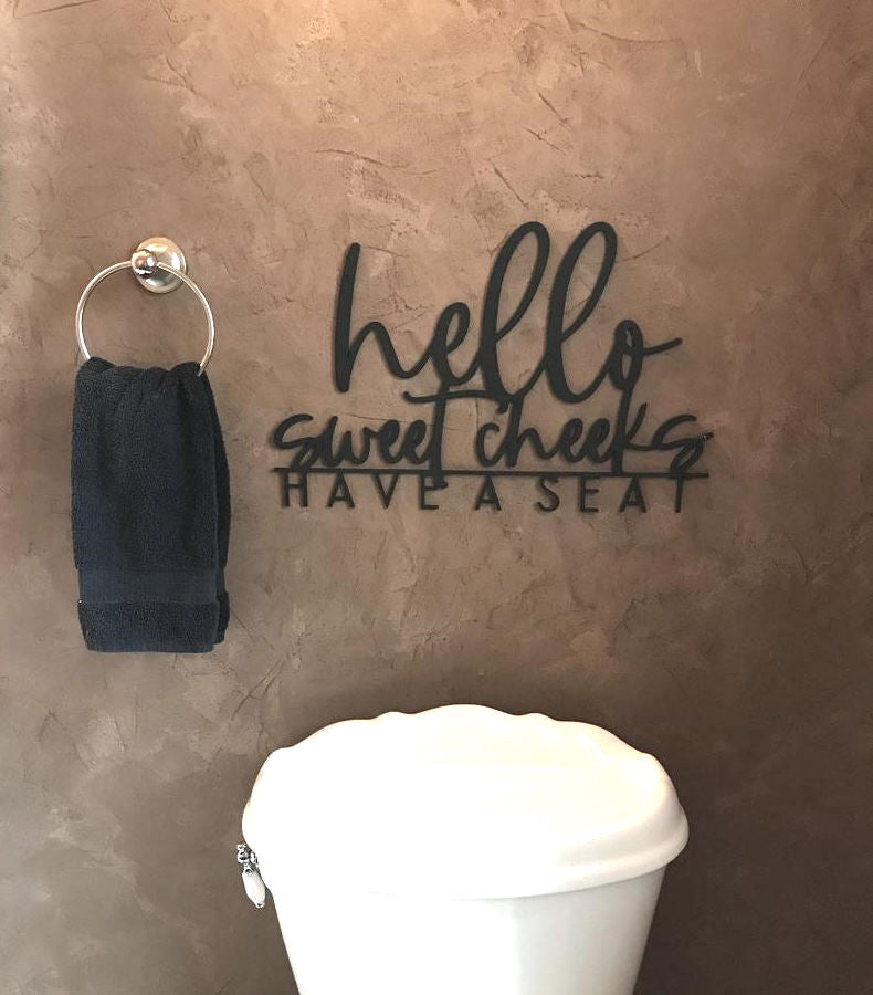 Hello Sweet Cheeks Have A Seat Wood Sign-CarpenterFarmhouse
