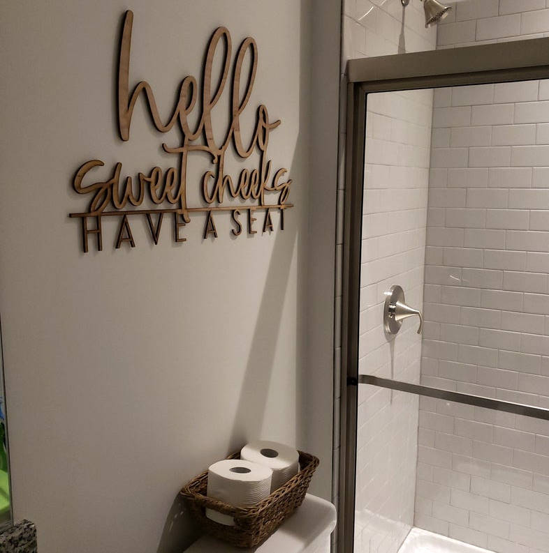 Hello Sweet Cheeks Have A Seat Wood Sign-CarpenterFarmhouse