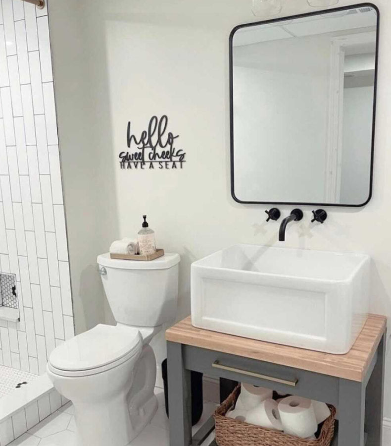 Hello Sweet Cheeks Have A Seat Wood Sign-CarpenterFarmhouse