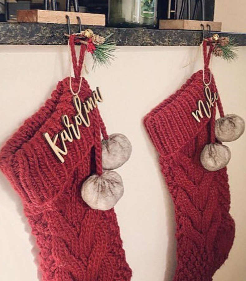 Personalized Holiday Stocking Wood Name Tag-CarpenterFarmhouse