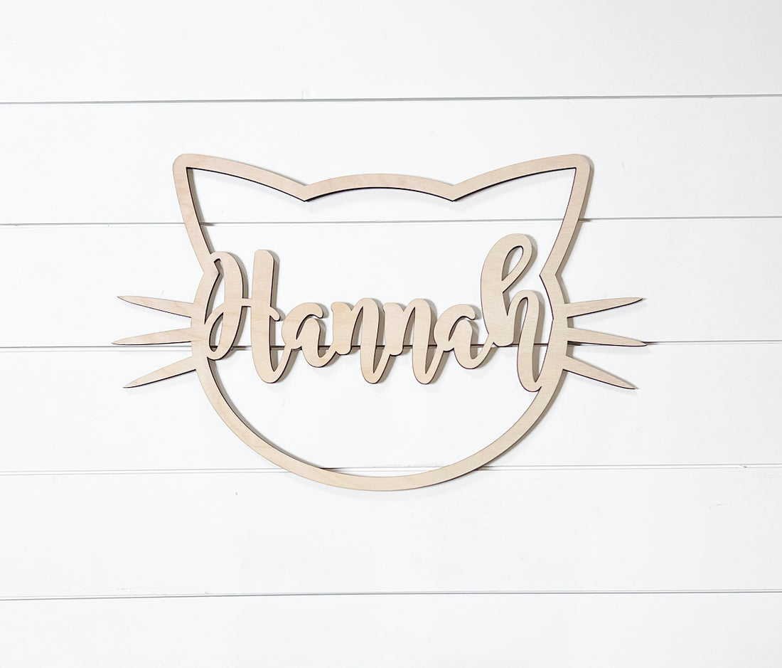 Cat Face Custom Name Sign-CarpenterFarmhouse