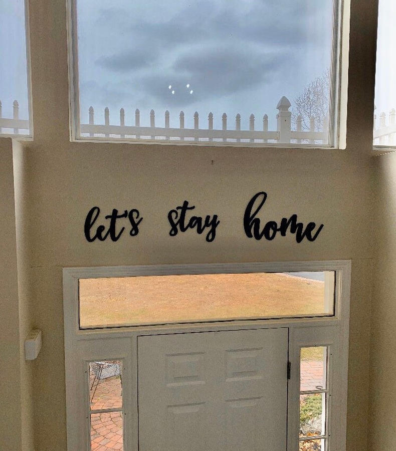Let's Stay Home Wood Sign - Tuesday Script Font-CarpenterFarmhouse