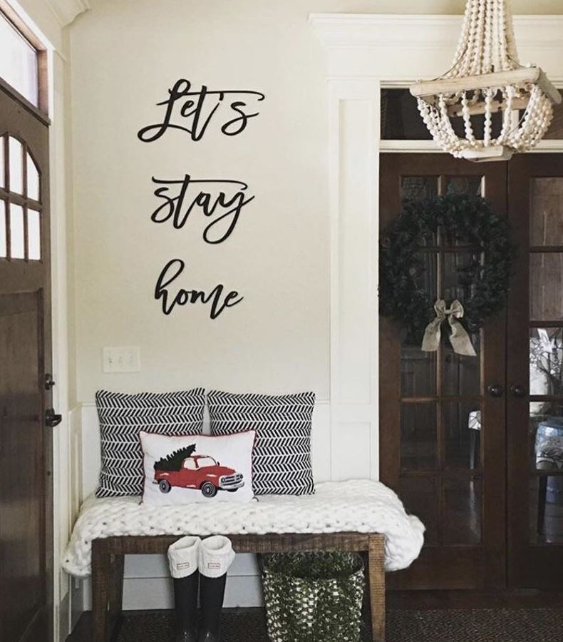 Let's Stay Home Wood Sign - Madina Clean Font-CarpenterFarmhouse