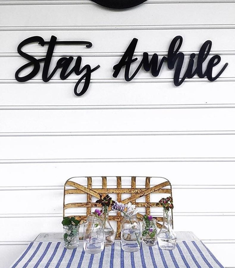 Stay Awhile Wooden Sign-CarpenterFarmhouse