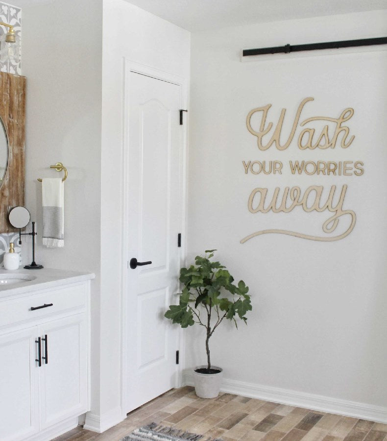 Wash Your Worries Away Wooden Sign-CarpenterFarmhouse