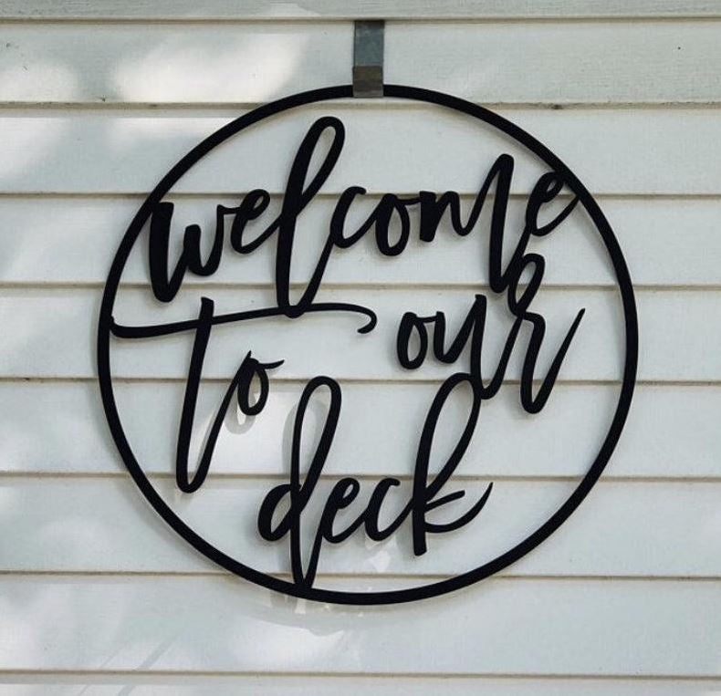 Personalized Welcome to our Patio/Porch/Deck Wood Sign-CarpenterFarmhouse
