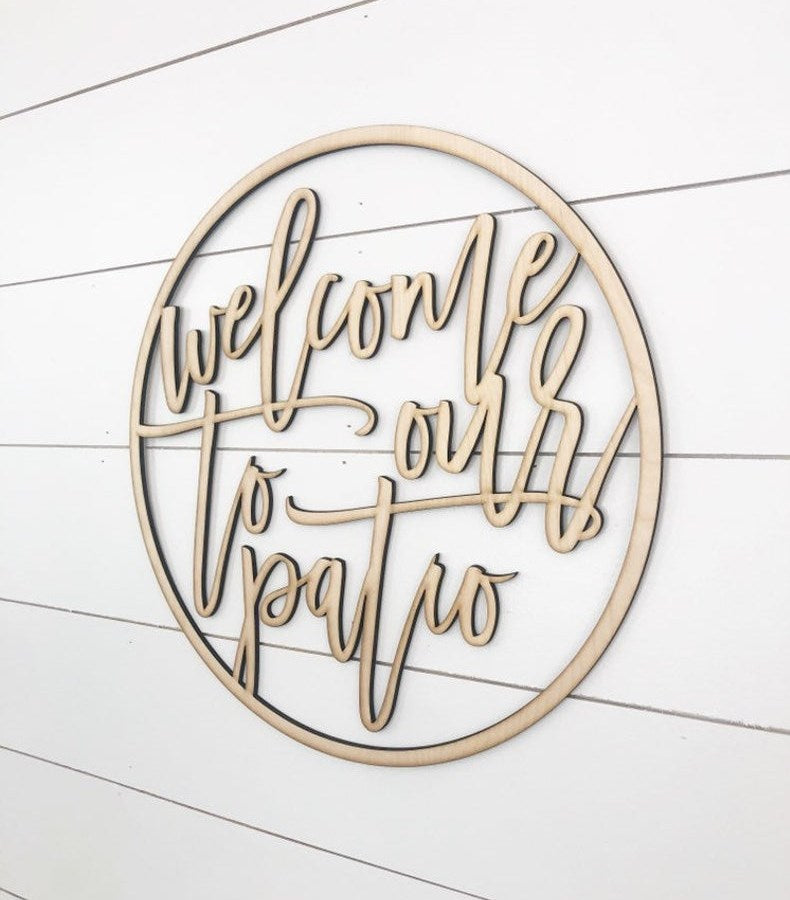 Personalized Welcome to our Patio/Porch/Deck Wood Sign-CarpenterFarmhouse