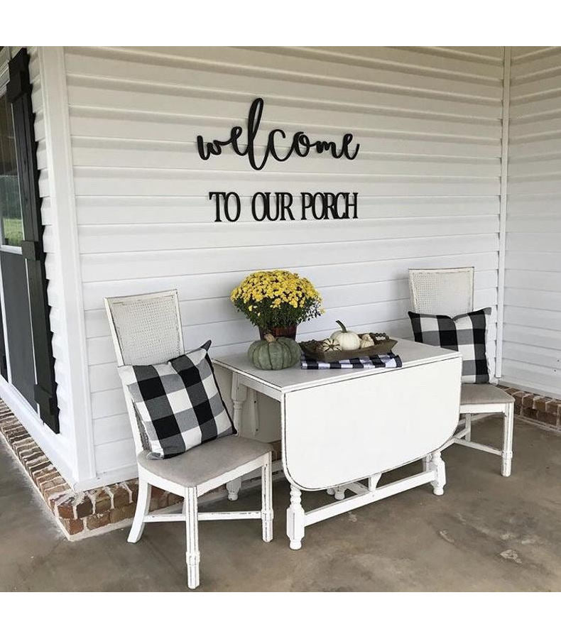 Welcome To Our Porch Wooden Sign-CarpenterFarmhouse